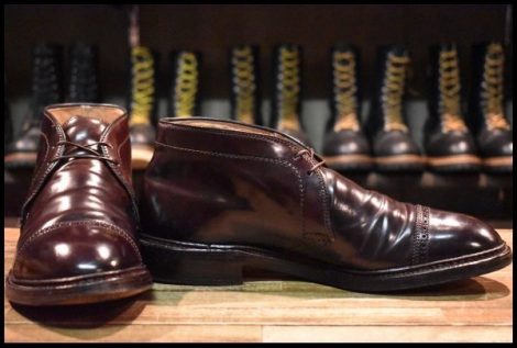 【6D 良品】ALDEN オールデン 1240 チャッカ バーガンディ コードバン シューズ メダリオントゥ 編み上げ 短靴 ブーツ HOPESMORE