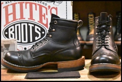 【6.5E 箱付 良品】WHITE’S ホワイツ スモークジャンパー ブラック 350HC 黒 メダリオントゥ ビブラム705 ブーツ HOPESMORE