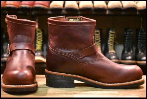 【11E 美品 黒タグ】Chippewa チペワ 1901M11 ショートエンジニア 7インチハイト コードバン スチールトゥ ビブラム700 ブーツ HOPESMORE