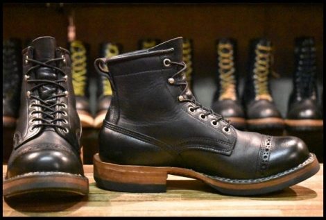 【6.5E 箱付 良品】WHITE’S ホワイツ スモークジャンパー ブラック 350HC 黒 メダリオントゥ ビブラム705 ブーツ HOPESMORE