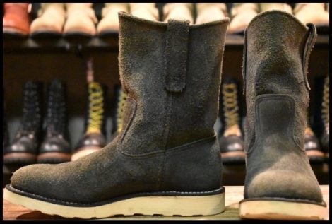 【5D 良品 BEAMS別注 04年】レッドウィング 8177 黒スエード ペコス ブラック ラフアウト プルオン ブーツ redwing pecos HOPESMORE