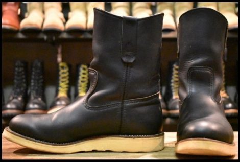 【8.5E 良品 羽タグ 97年】レッドウィング 8169 ペコス 黒 ブラッククローム プルオン ブーツ redwing pecos HOPESMORE
