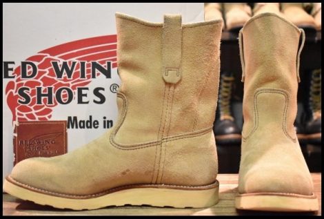 【7.5E 箱付 美品 羽タグ 98年】レッドウィング 8168 スエード ペコス タン ラフアウト ベージュ ブーツ redwing HOPESMORE