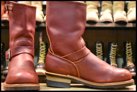 【8.5D 美品 PT99刺繍】レッドウィング 8271 エンジニア 赤茶 オロラセット スチールトゥ プルオン ブーツ redwing HOPESMORE