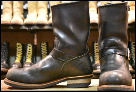 【9D 中古 PT99プリント 旧シルエット 04年】レッドウィング 2268 エンジニア 黒 ブラッククローム ブーツ redwing HOPESMORE