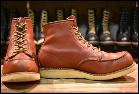 【8.5E 良品 旧半円犬タグ 93年2月刻印】レッドウィング 875 アイリッシュセッター 赤茶 オロラセット モック ブーツ redwing HOPESMORE