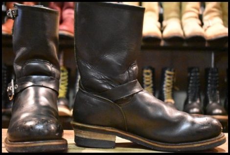 【9D?9.5D? 良品 PT99刺繍】レッドウィング 2268 エンジニア 黒 ブラッククローム スチールトゥ プルオン ブーツ redwing HOPESMORE