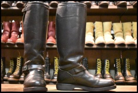 【7M 良品 黒タグ 95年】Chippewa チペワ 87038 エンジニア 17インチハイト ブラック 黒 スチールトゥ ロング ビブラム ブーツ HOPESMORE