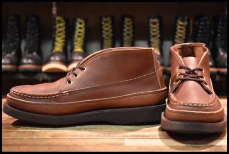 【8.5E 美品】RUSSELLMOCCASIN ラッセルモカシン スポーティングクレーチャッカ ダブルモカシン ビブラム2060 ブラウン ブーツ HOPESMORE