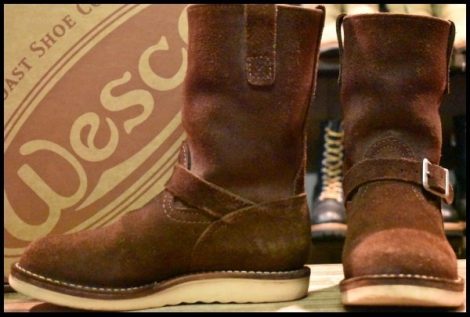 【6D 箱付 良品 17年】WESCO ウエスコ カスタムボス ブラウンラフアウト 茶 9インチハイト ビブラム1010シングル ブーツ BOSS HOPESMORE