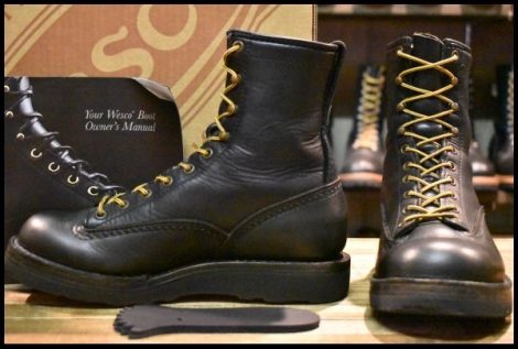 【6D 箱付 良品 17年】WESCO ウエスコ カスタムジョブマスターLTT 黒 ブラック 編み上げ レースアップ ブーツ HOPESMORE