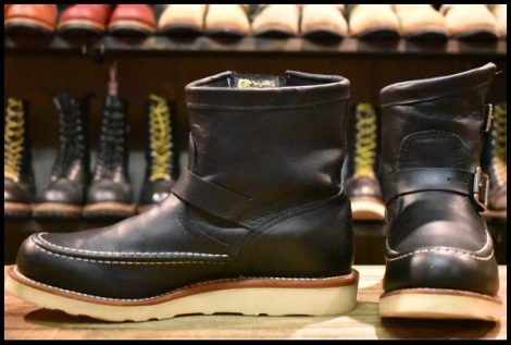 【9.5E 良品 黒タグ】Chippewa チペワ 1901M07 HIGHLANDER ハイランダー ショートモック エンジニア ブラック ブーツ HOPESMORE