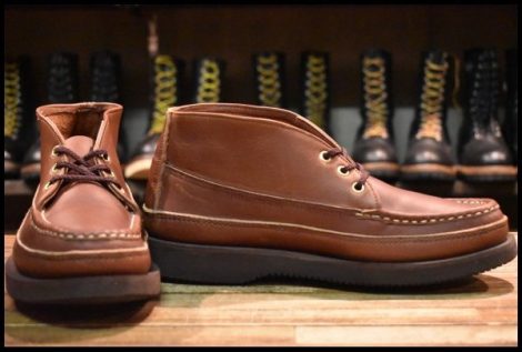 【8.5E 美品】RUSSELLMOCCASIN ラッセルモカシン スポーティングクレーチャッカ ダブルモカシン ビブラム2060 ブラウン ブーツ HOPESMORE