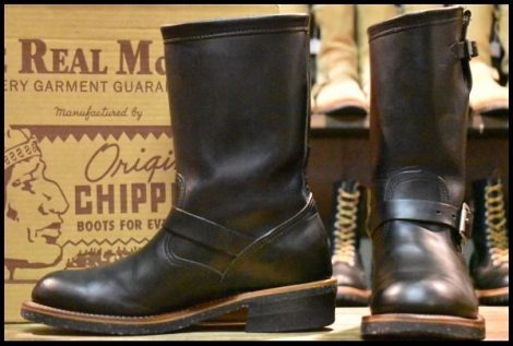 【9D 箱付 良品 黒タグ】THE REAL McCOY’S リアルマッコイズ×Chippewa チペワ エンジニア 98000 黒 スチール無し ブーツ HOPESMORE