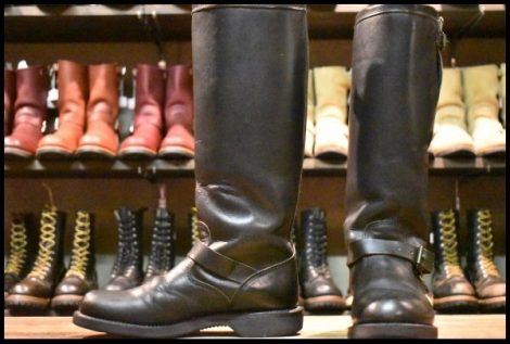 【7M 良品 黒タグ 95年】Chippewa チペワ 87038 エンジニア 17インチハイト ブラック 黒 スチールトゥ ロング ビブラム ブーツ HOPESMORE