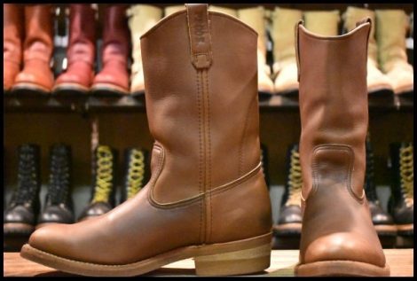 【8.5E 良品 羽タグ 99年】レッドウィング 1155 ペコス 茶 ブラウン ベルバリタン ロング プルオン ブーツ redwing pecos HOPESMORE