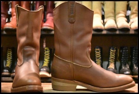 【8.5E 良品 羽タグ 99年】レッドウィング 1155 ペコス 茶 ブラウン ベルバリタン ロング プルオン ブーツ redwing pecos HOPESMORE