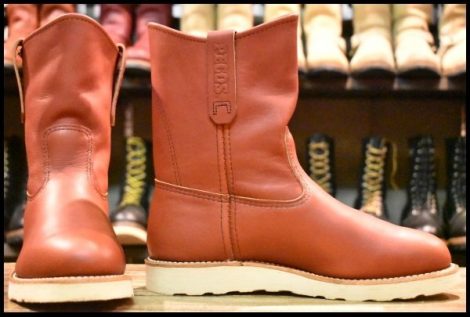 【7.5E 美品 19年】レッドウィング 8866 ペコス 赤茶 オロラセット クッションソール プルオン ブーツ redwing pecos HOPESMORE