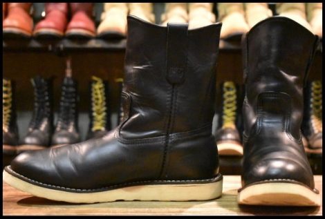 【9E 良品 12年】レッドウィング 8169 ペコス 黒 ブラッククローム プルオン クッションソール ブーツ redwing pecos HOPESMORE