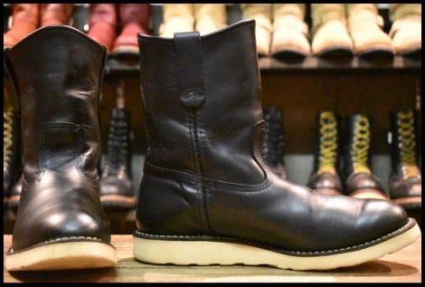 【9E 良品 12年】レッドウィング 8169 ペコス 黒 ブラッククローム プルオン クッションソール ブーツ redwing pecos HOPESMORE