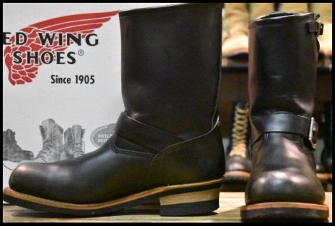 【9.5D 箱付 良品 08年】レッドウィング 2268 エンジニア 黒 ブラッククローム スチールトゥ プルオン ブーツ redwing HOPESMORE