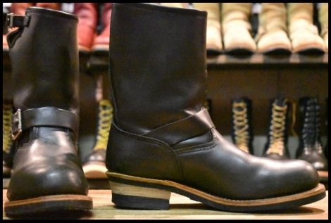 【9.5D 箱付 良品 08年】レッドウィング 2268 エンジニア 黒 ブラッククローム スチールトゥ プルオン ブーツ redwing HOPESMORE
