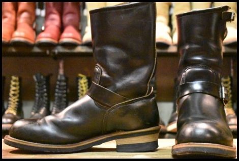 【9.5D 良品 PT91刺繍 97年or98年】レッドウィング 2268 エンジニア 黒 ブラッククローム スチールトゥ プルオン ブーツ redwing HOPESMORE