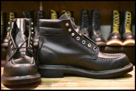 【8.5E 箱付 未使用 15年】レッドウィング 8133 スーパーソール 黒 ブラッククローム モックトゥ レースアップ ブーツ redwing HOPESMORE
