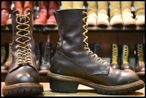 【8.5E 良品 羽タグ】レッドウィング 699 ロガー 黒 ブラッククローム ロング スチール無し 2218 ブーツ redwing HOPESMORE