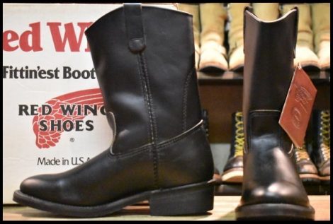 【8E 箱付 DEAD 旧羽タグ 95年】レッドウィング 8155 ペコス 黒 ブラッククローム プルオン ブーツ redwing pecos HOPESMORE