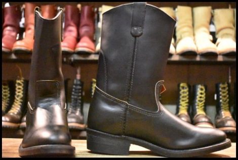 【8E 箱付 DEAD 旧羽タグ 95年】レッドウィング 8155 ペコス 黒 ブラッククローム プルオン ブーツ redwing pecos HOPESMORE