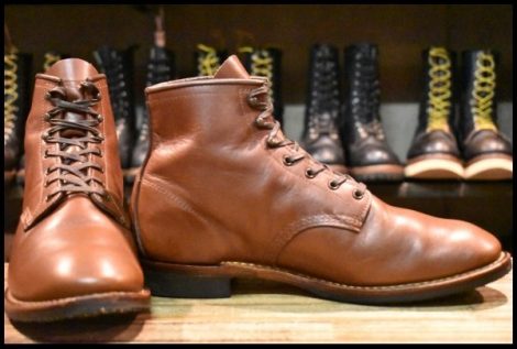 【9.5D 美品 18年】レッドウィング 9063 ベックマン チーク フェザーストーン 茶 フラットボックス 編み上げ ブーツ redwing HOPESMORE