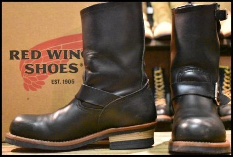 【7D 箱付 良品 10年】レッドウィング 2268 エンジニア 黒 ブラッククローム プルオン ブーツ スチールトゥ redwing HOPESMORE