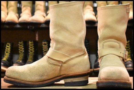 【8.5D 良品 09年】レッドウィング 8268 スエード エンジニア ホーソーンアビレーンラフアウト ベージュ ブーツ redwing HOPESMORE
