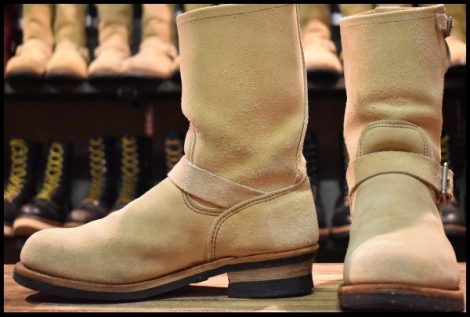 【9D 良品 PT99プリント 旧シルエット 06年】レッドウィング 8268 スエード エンジニア スチールトゥ ベージュ ブーツ redwing HOPESMORE
