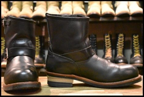 【10D 良品 10年】レッドウィング 2976 ショート エンジニア 黒 ブラッククローム スチールトゥ ブーツ redwing HOPESMORE