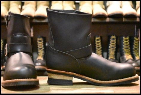 【9.5D 試着程度 17年】レッドウィング 2976 ショート エンジニア 黒 ブラッククローム スチールトゥ ブーツ redwing HOPESMORE