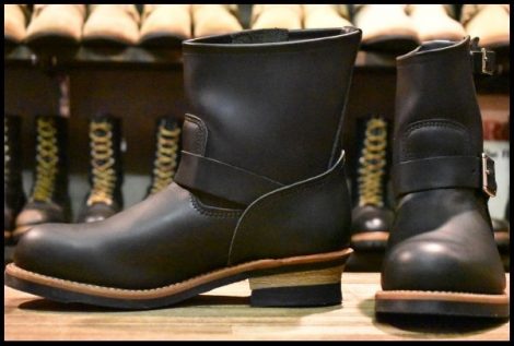 【9.5D 試着程度 17年】レッドウィング 2976 ショート エンジニア 黒 ブラッククローム スチールトゥ ブーツ redwing HOPESMORE