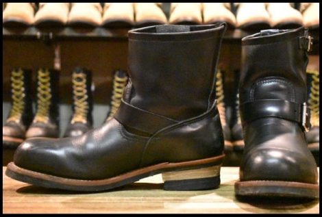 【10D 良品 10年】レッドウィング 2976 ショート エンジニア 黒 ブラッククローム スチールトゥ ブーツ redwing HOPESMORE