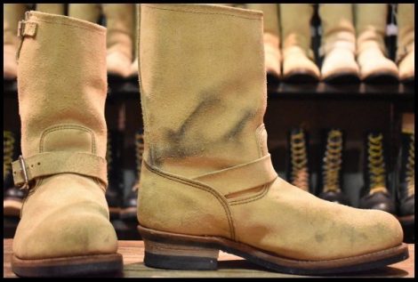 【10EE 良品 15年】レッドウィング 8268 スエード エンジニア ホーソーンアビレーンラフアウト ベージュ ブーツ redwing HOPESMORE