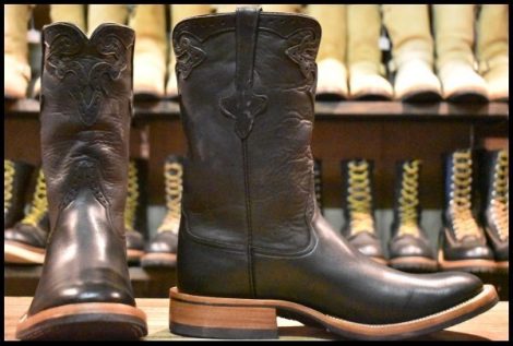 【9.5D 箱付 未使用】Rios of Mercedes リオスオブメルセデス ローパーブーツ 7314K ブラック 黒 プルオン ブーツ HOPESMORE