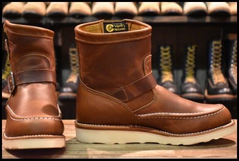 【7E 美品 黒タグ】Chippewa チペワ ハイランダーショートモックエンジニア 1901M08 7インチハイト タン オイルドレザー ブーツ HOPESMORE