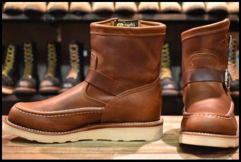 【7E 美品 黒タグ】Chippewa チペワ ハイランダーショートモックエンジニア 1901M08 7インチハイト タン オイルドレザー ブーツ HOPESMORE