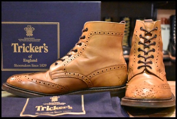 UK9 箱付 良品】Tricker's トリッカーズ 5634 STOW ブローグブーツ