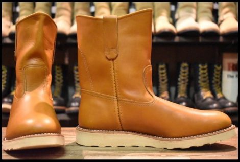 【9E 箱付 未使用 12年】レッドウィング 9866 ゴールドラセット ペコス 茶 クッションソール プルオン ブーツ redwing HOPESMORE