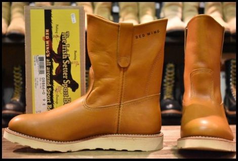 【9E 箱付 未使用 12年】レッドウィング 9866 ゴールドラセット ペコス 茶 クッションソール プルオン ブーツ redwing HOPESMORE