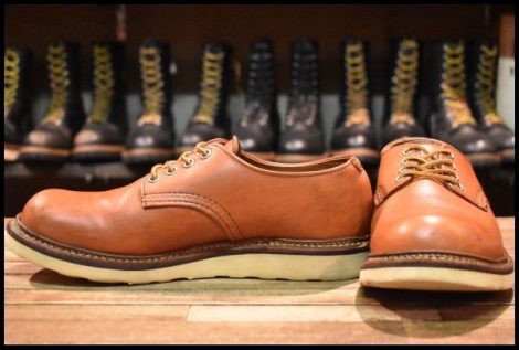 【8D 良品 12年】レッドウィング 8001 オックスフォード 赤茶 オロラセット プレーントゥ ラウンドトゥ ブーツ redwing HOPESMORE