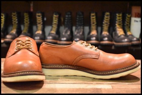 【8D 良品 12年】レッドウィング 8001 オックスフォード 赤茶 オロラセット プレーントゥ ラウンドトゥ ブーツ redwing HOPESMORE