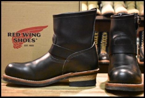 【7.5D 箱付 良品 13年】レッドウィング 2976 ショート エンジニア 黒 ブラッククローム スチールトゥ プルオン ブーツ redwing HOPESMORE