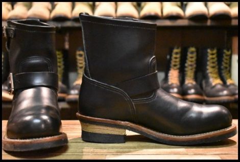 【7.5D 箱付 良品 13年】レッドウィング 2976 ショート エンジニア 黒 ブラッククローム スチールトゥ プルオン ブーツ redwing HOPESMORE